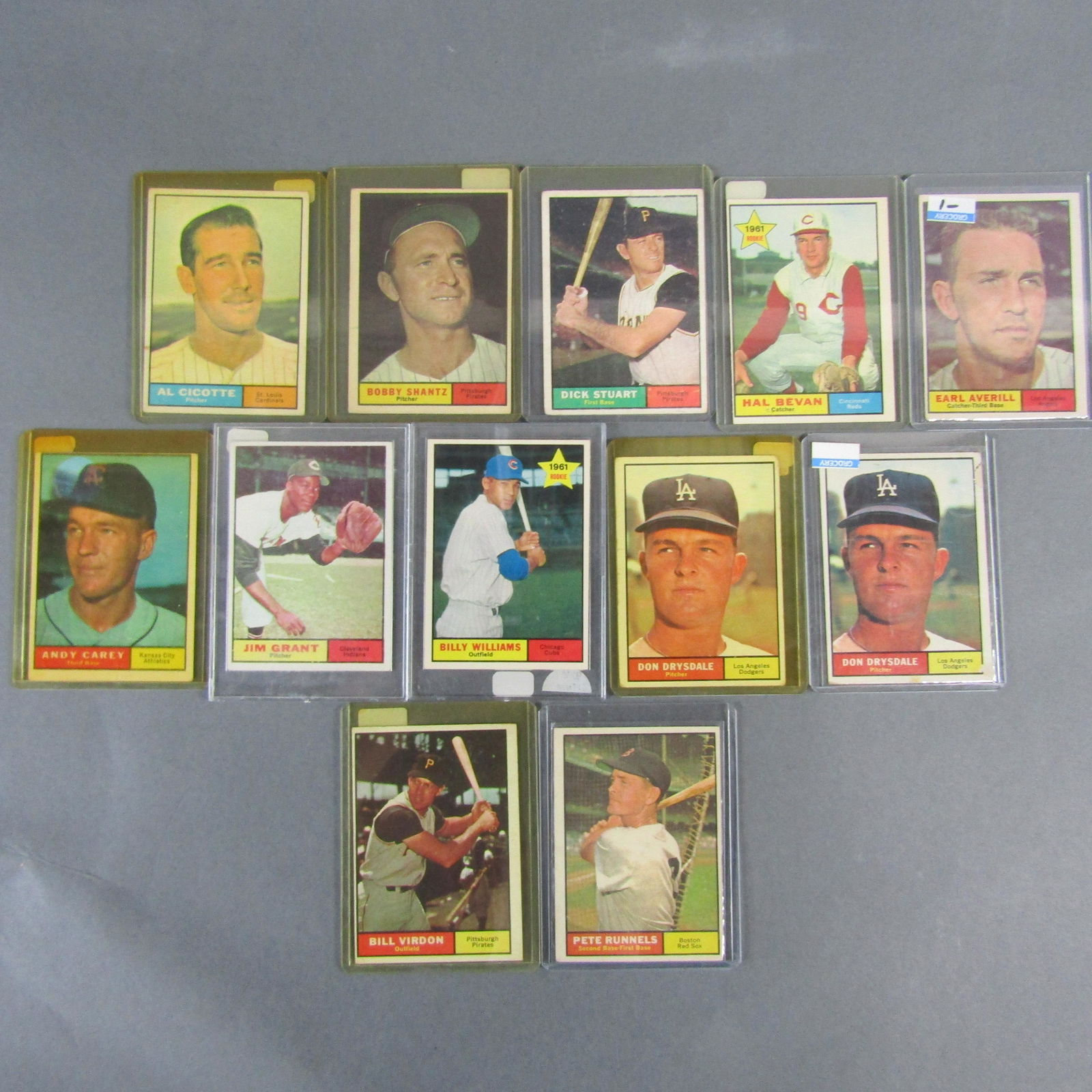12 1961 Topps Baseball Cards w/ Billy Williams RC (1 of 5)