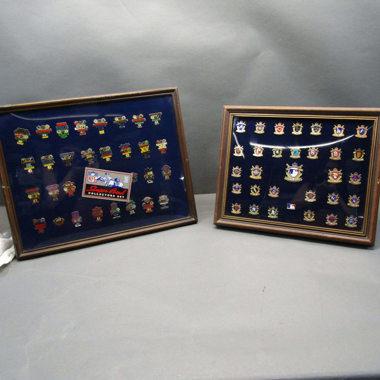 2 Framed Pin Sets, MLB & NFL Super Bowls 1-30 (1 of 3)