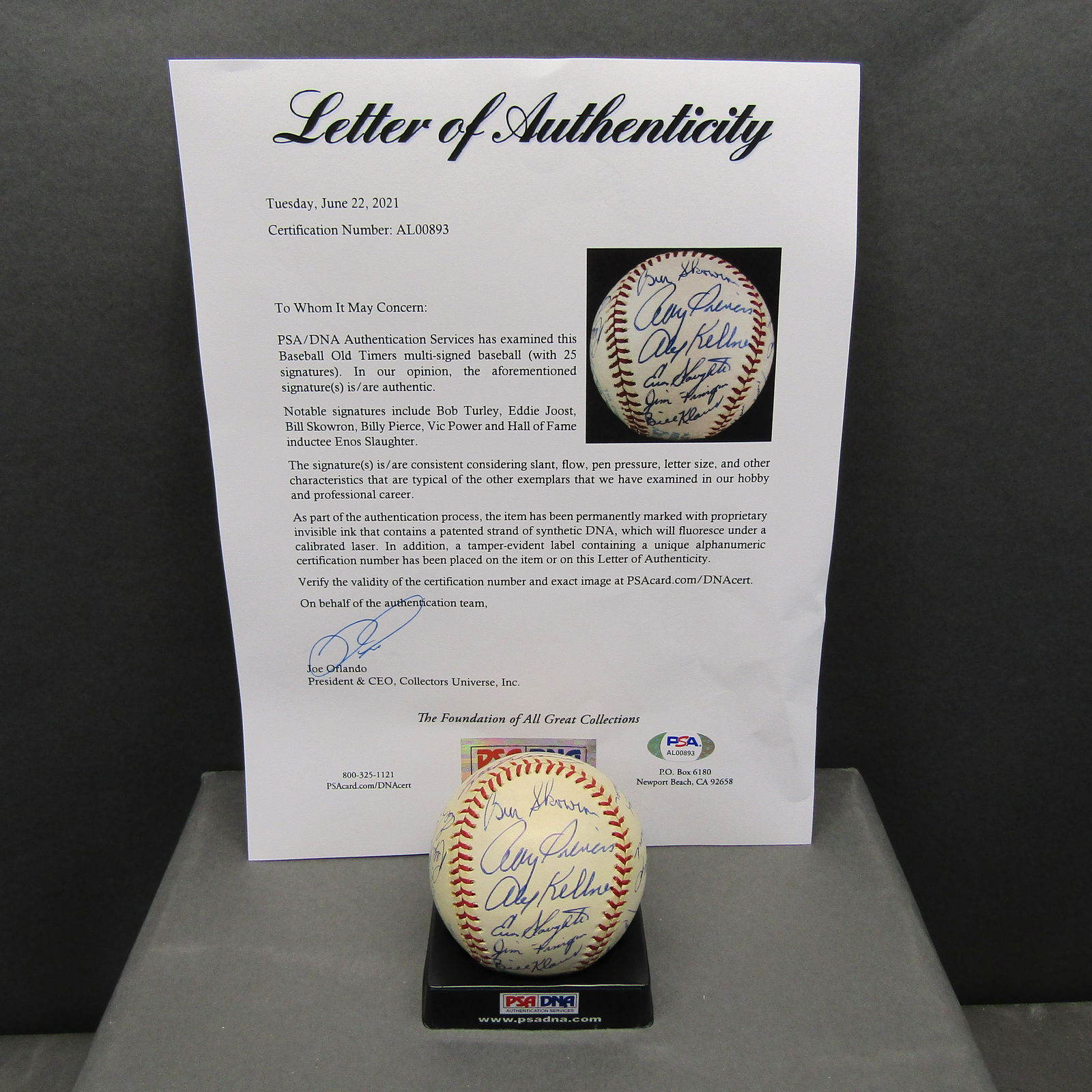 Signed Ball:  Enos Slaughter, Eddie Joost, + (1 of 5)