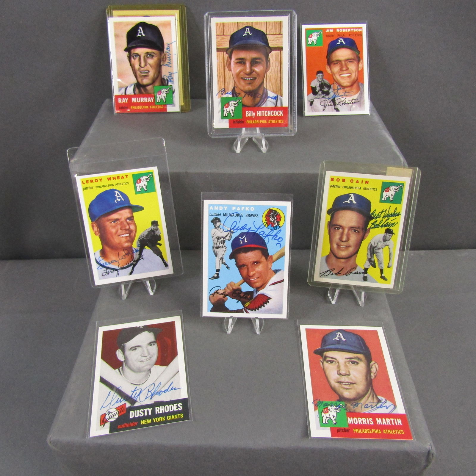 9 Signed Repo Baseball Cards w/ Dusty Rhodes (1 of 5)