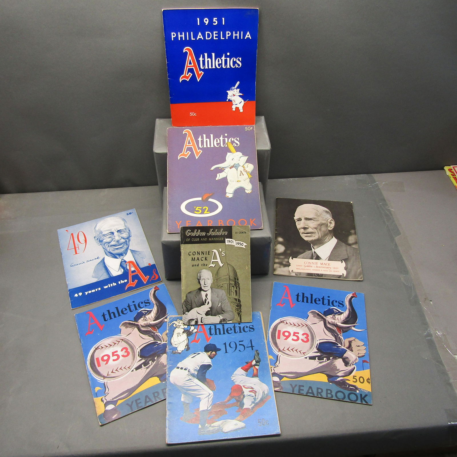 8 Phila. Athletics Yearbooks, '49, '51, '53, '54,+ (1 of 18)