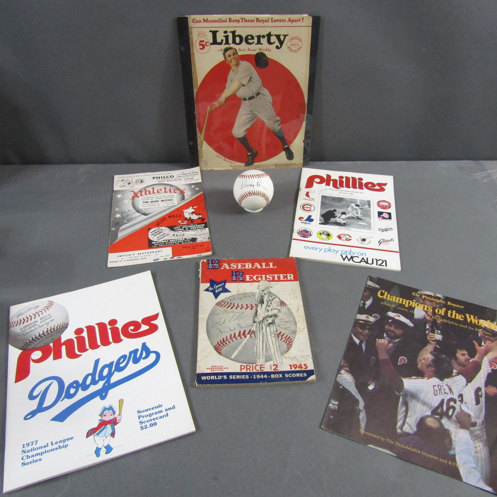 Programs, Yearbooks, Score Cards w/ Autos.,+ (1 of 7)