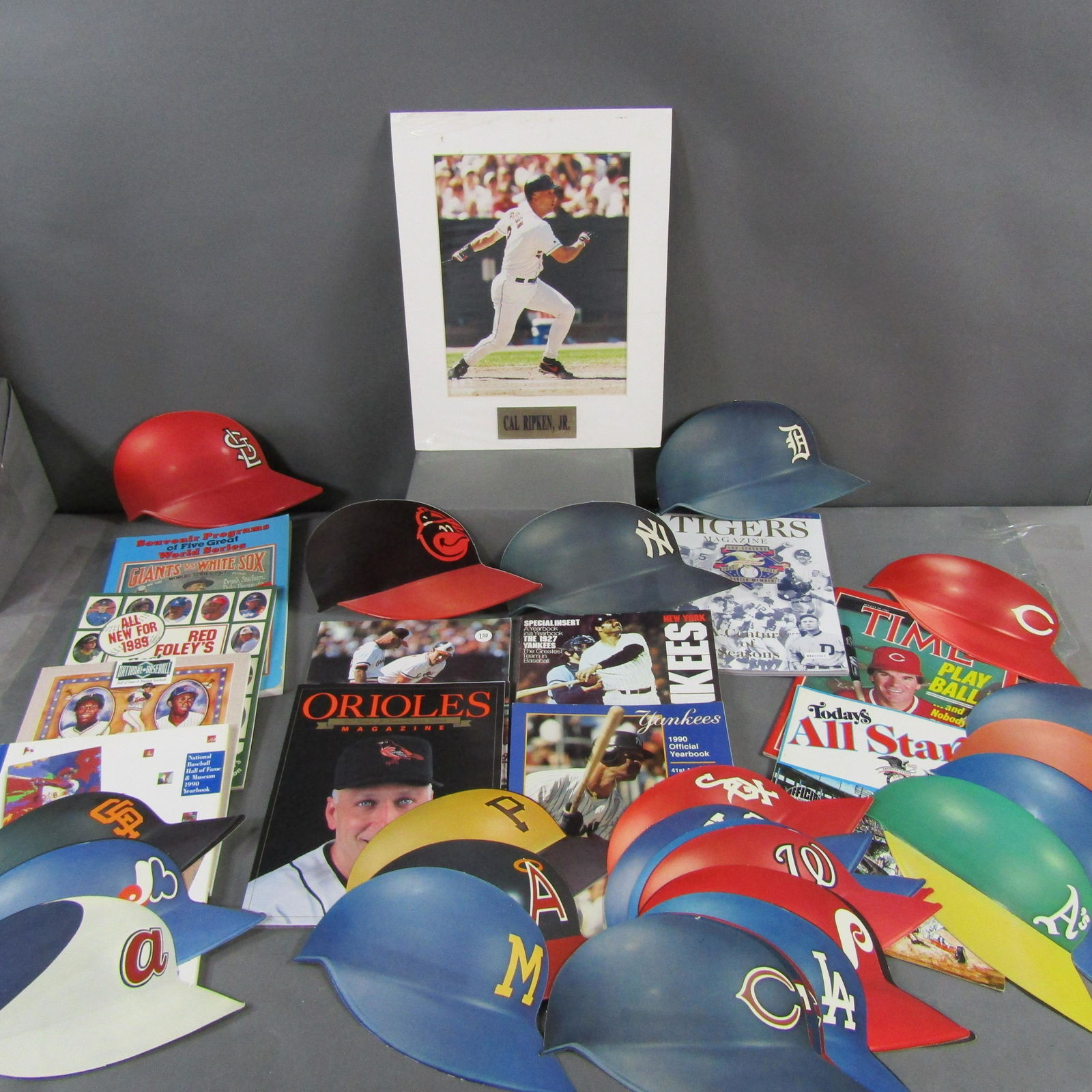 Baseball Ephemera Lot w/ Lim Ed Team Helmet Signs (1 of 8)