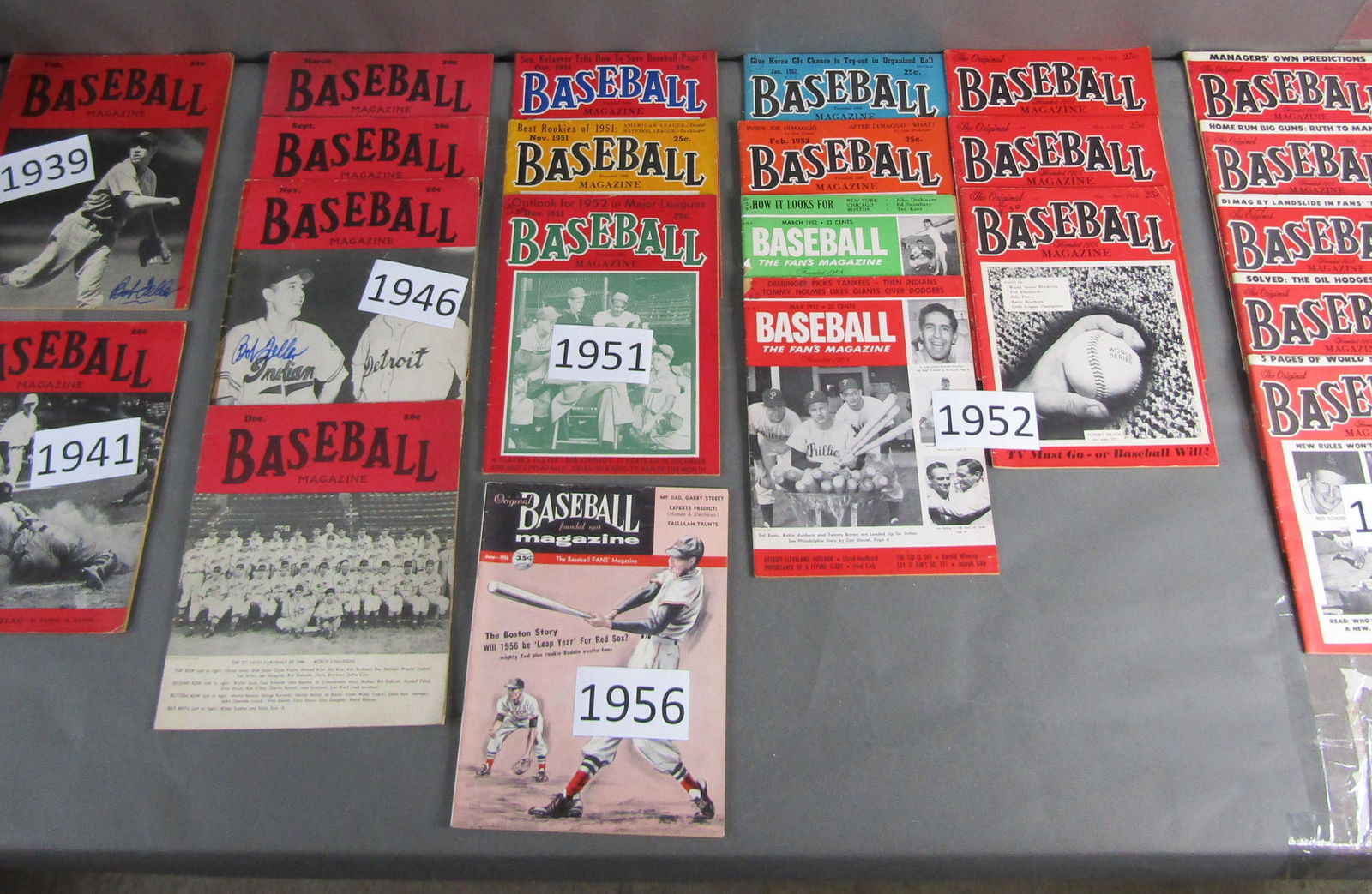 22 Baseball Magazines, 1939-1956 w/ Auto. (1 of 13)