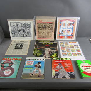 Mixed Lot Baseball Ephemera w/ Auto. Book: Includes: - Clete Boyer signed book, The Kansas City Athletics, 1956 (1st Edition) - 25 B&W Photos of 1940s Phillies including Chuck Klein