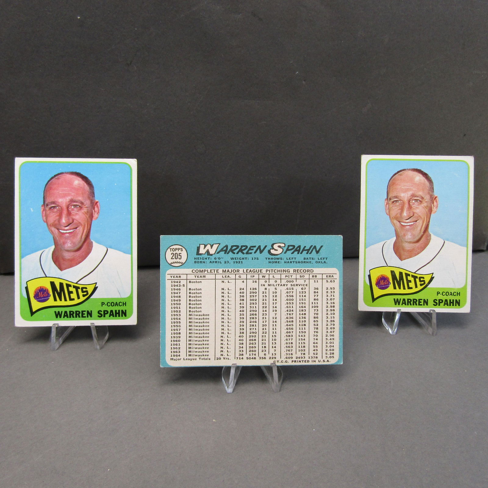 1965 Topps #205 (3): Warren Spahn (1 of 8)