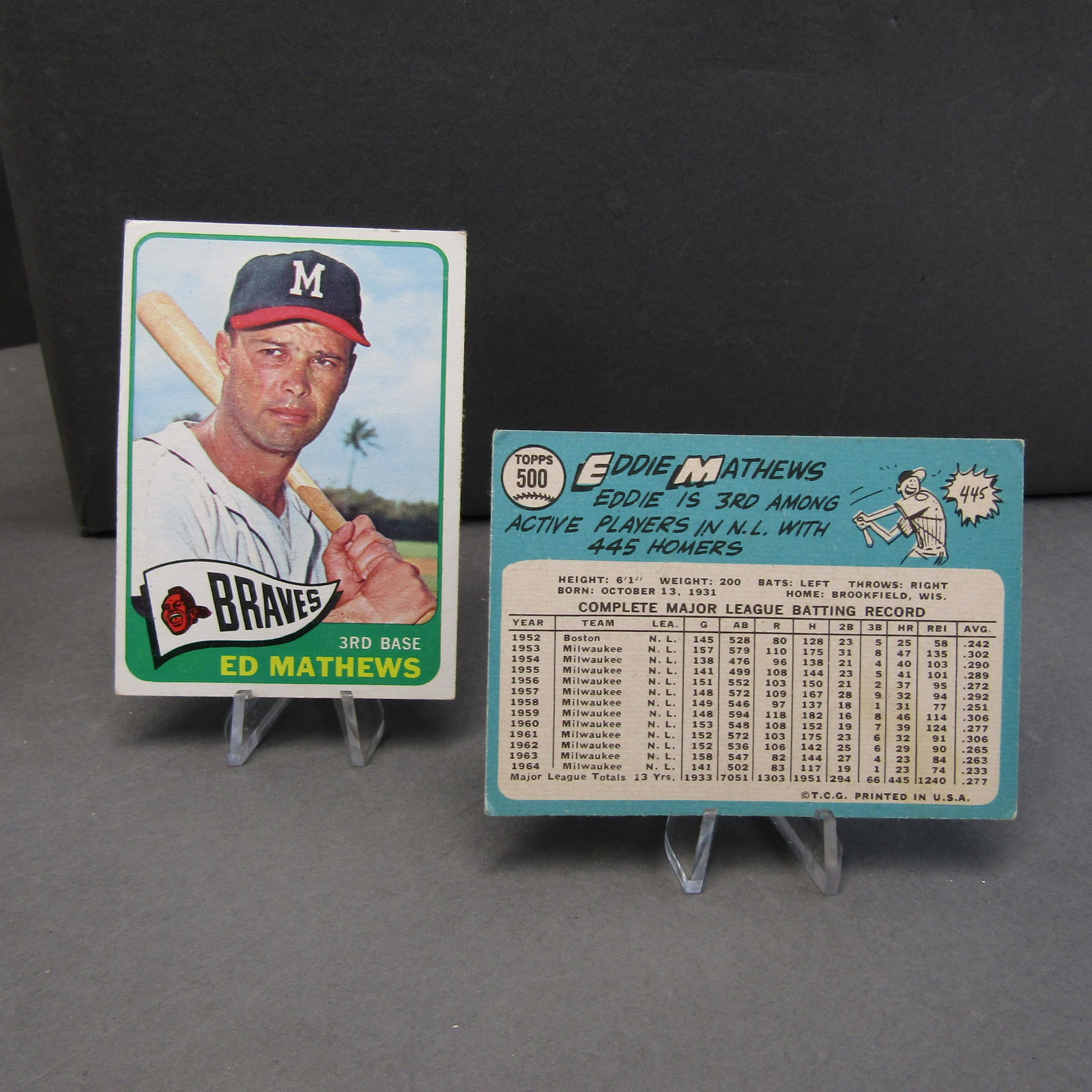 1965 Topps #500 (2): Ed Mathews (1 of 6)