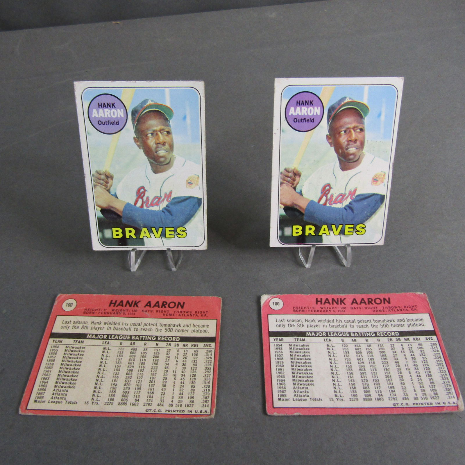 1969 Topps #100 (4): Hank Aaron (1 of 6)