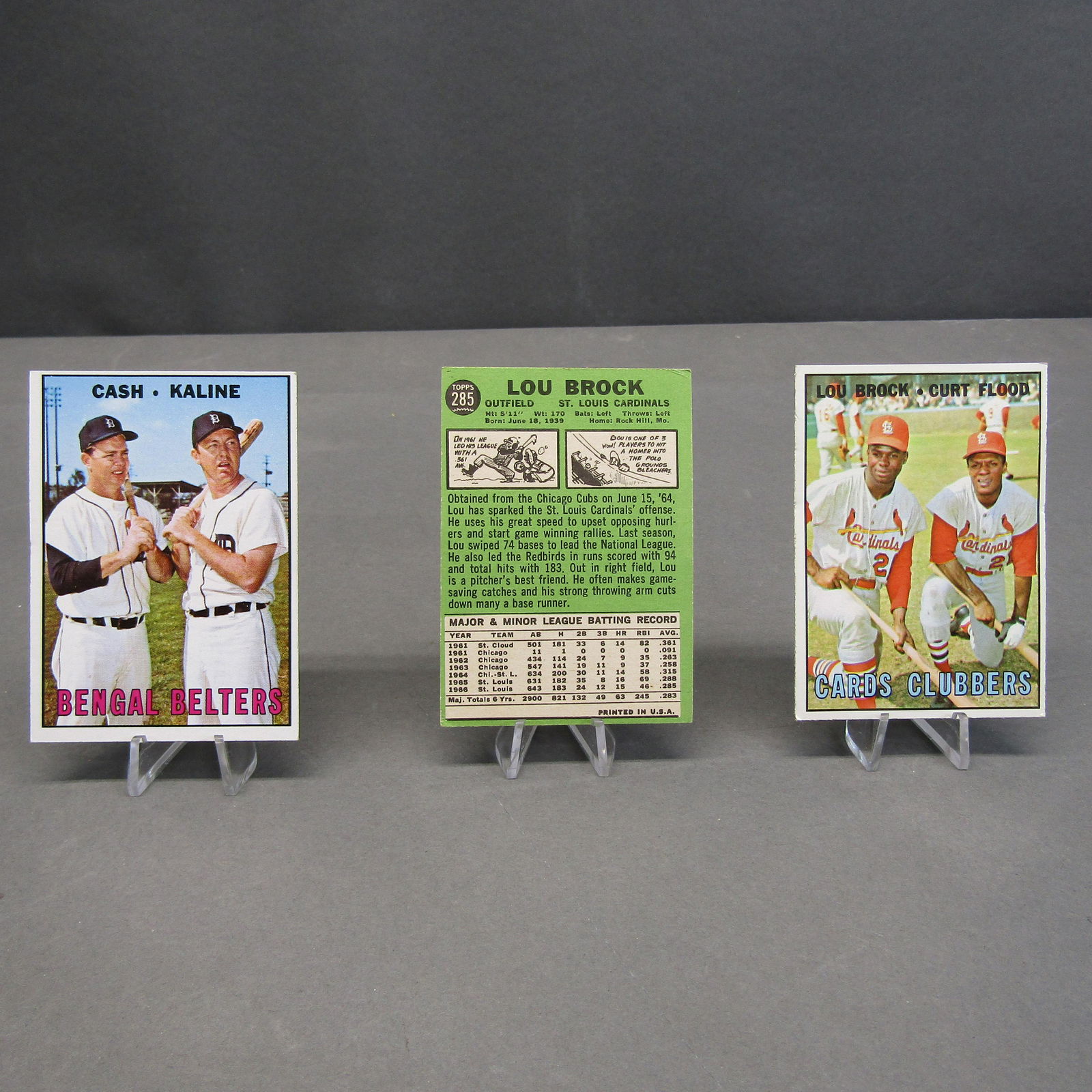 1967 Topps #63, #216, #285: Card's Clubbers, + (1 of 8)