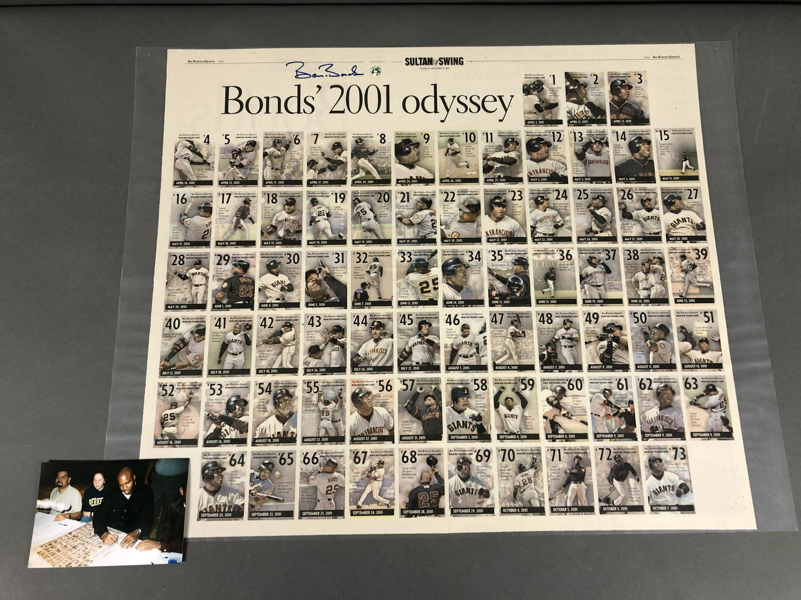 Barry Bonds Signed SF Chronicle, 10/9/01, HR Page (1 of 17)