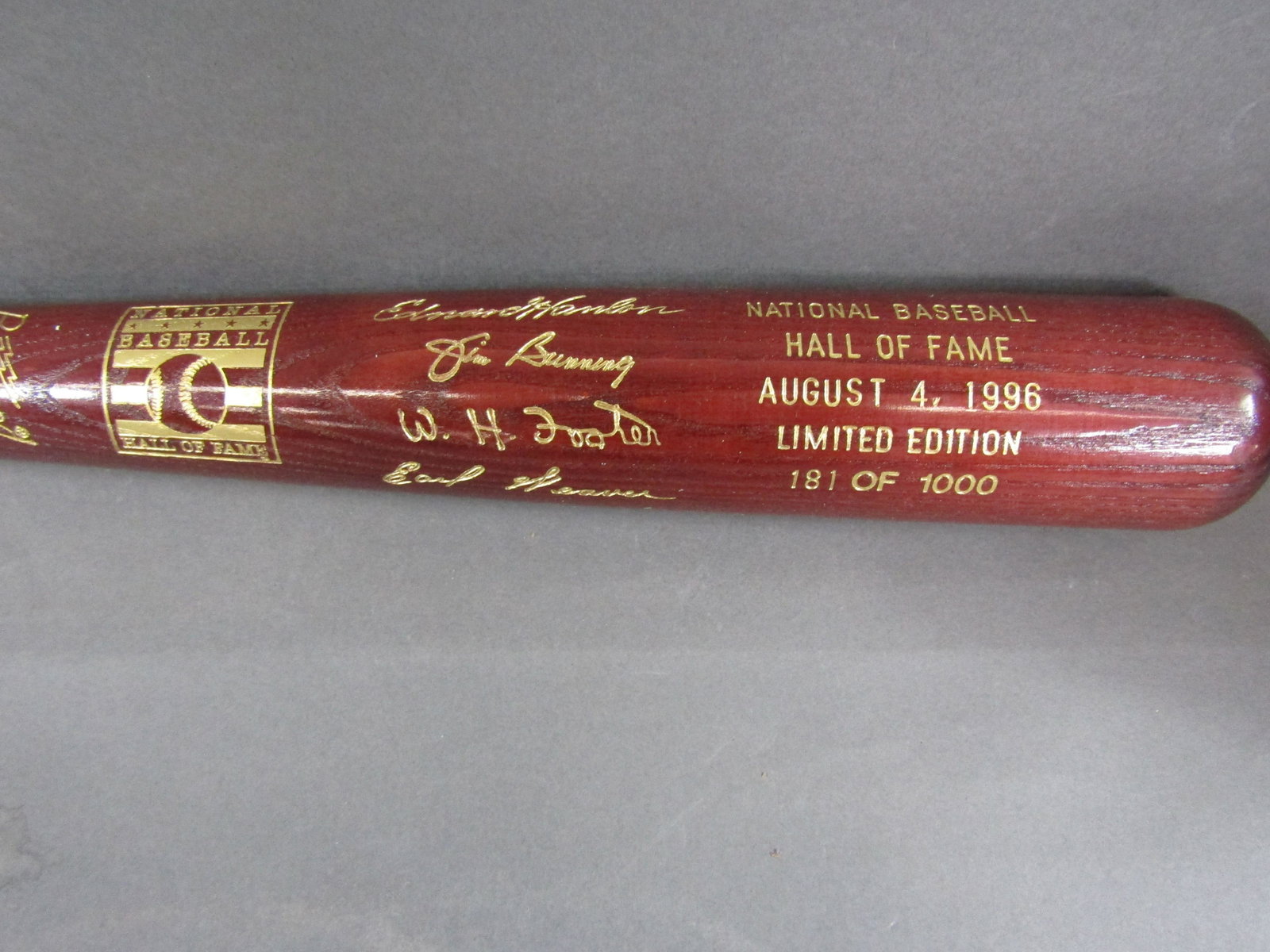 1996 MLB HOF Inauguration Bat, 181/1000: Bunning,+: .