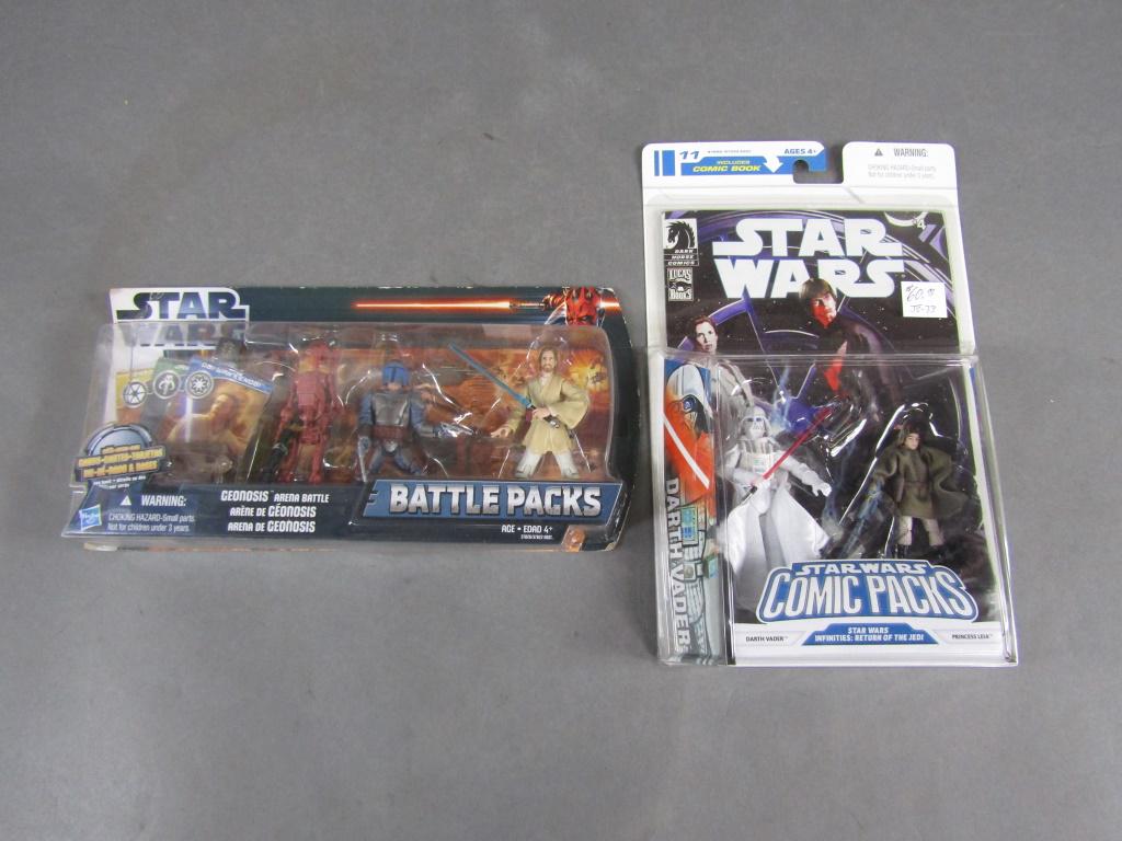 2 NIP Star Wars Fig. Comic & Battle Packs: 2 NIP Star Wars Fig. Comic & Battle Packs