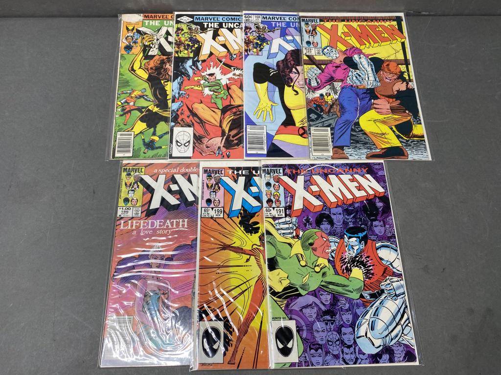 7pc Bronze Age X Men Key Comic Books: Includes: -#135 1st App Senator Robert Kelly, 2nd App Jean grey As Dark Phoenix -#158 2nd App Rouge -#168 1st App Madelyne Pryor As An Adult