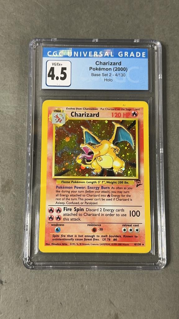 CGC Graded 4.5 Pokemon Charizard Base Set 2 4/130: 2000 Base Set 2 Charizard Holo Pokemon Card