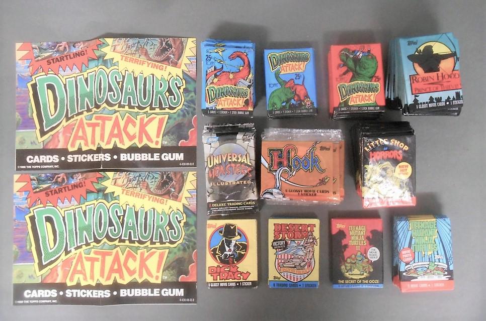 Topps Non Sport Trading Card Packs: 93 unopened/factory sealed 1980's & 1990's packs, includes (2) 1990 Dick Tracy Movie, (2) 1991 Desert Storm, (3) 1991 Teenage Mutant Ninja Turtles II, (8) 1990 Teenage Mutant Ninja Turtles, (9) 1991 U