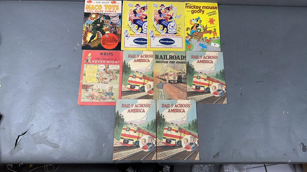 10pc Gold-Silver Age Gimbels Premium Comics+: W/ Maco Toys Comics