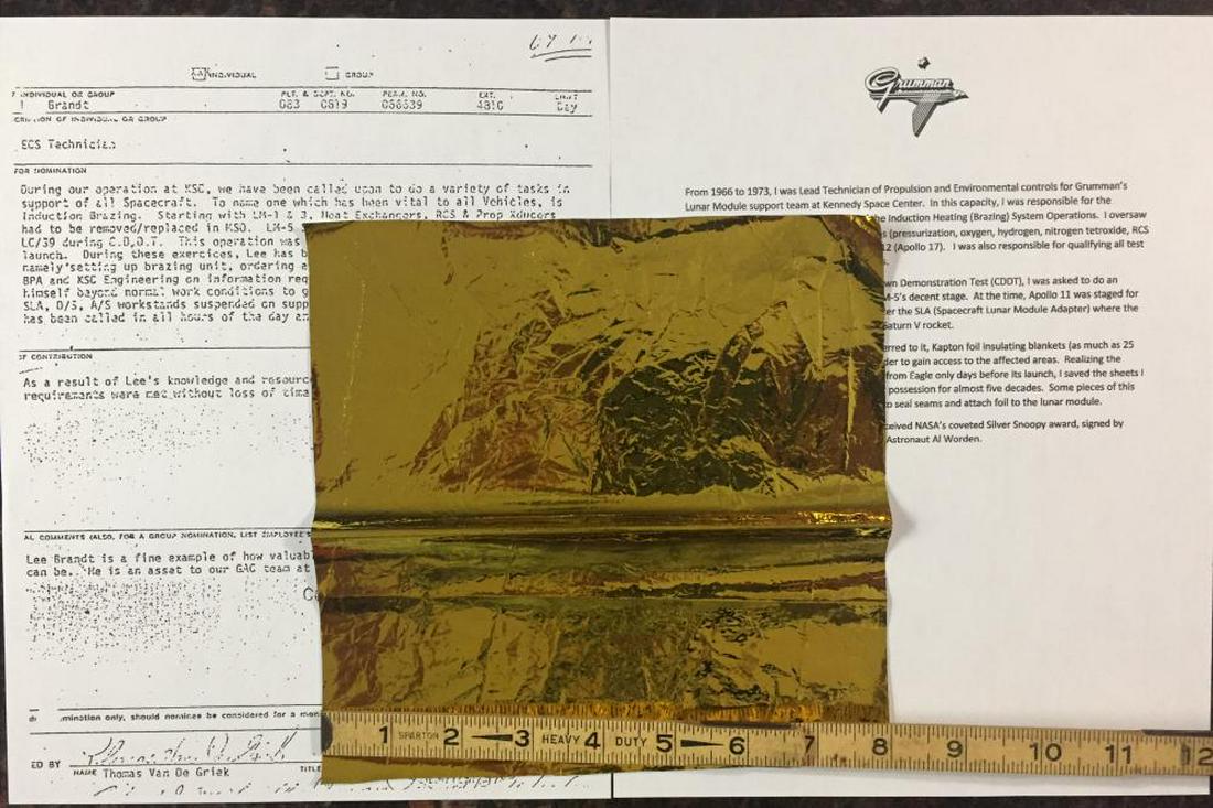 Apollo 11 Kapton Foil From The Lunar Module Eagle Lot (1 of 3)