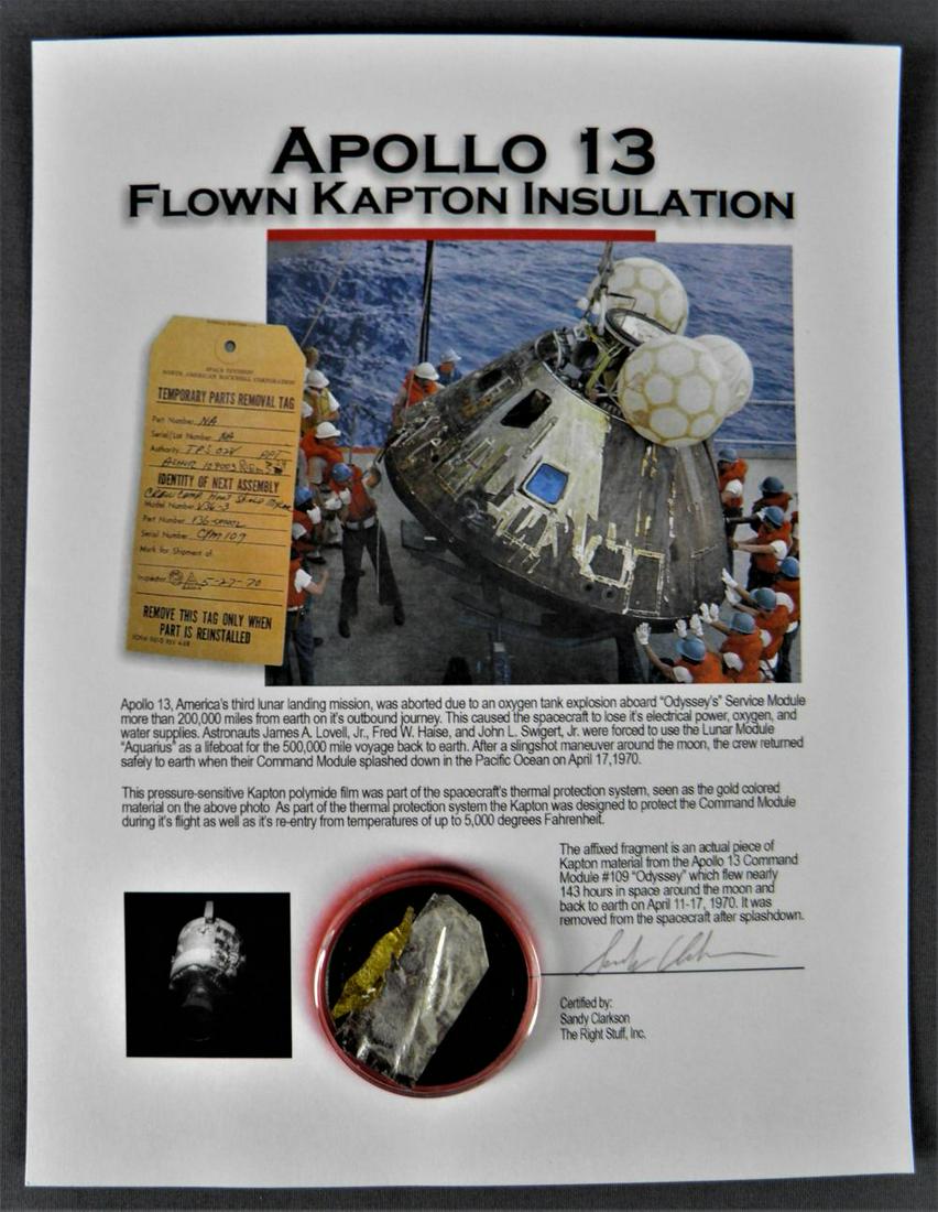Apollo 13 Flown Kapton on Certificate (1 of 3)
