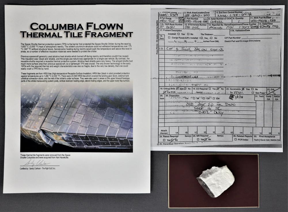 Flown Columbia Thermal Tile Fragment with COA (1 of 7)