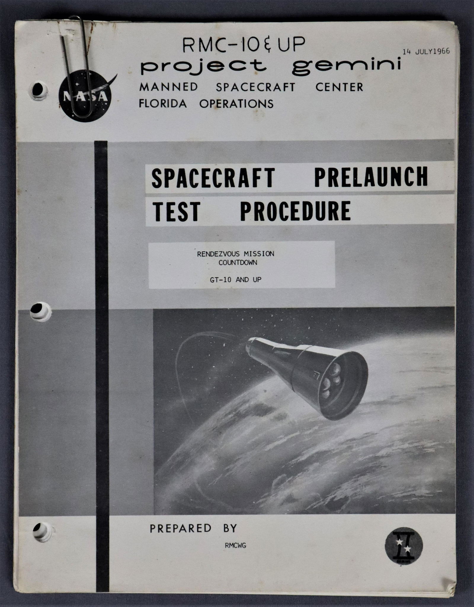 Gemini GT-10 Spacecraft Pre Launch Test Procedure (1 of 3)