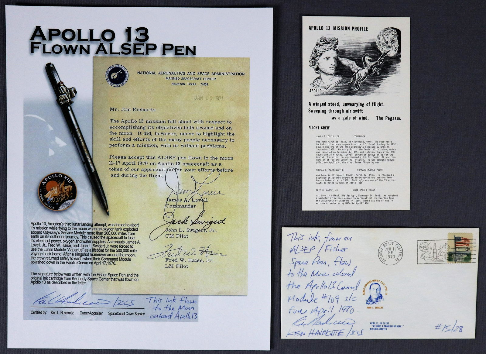 Apollo 13 Flown Al Shepard 'Pen Ink' Cover (1 of 4)
