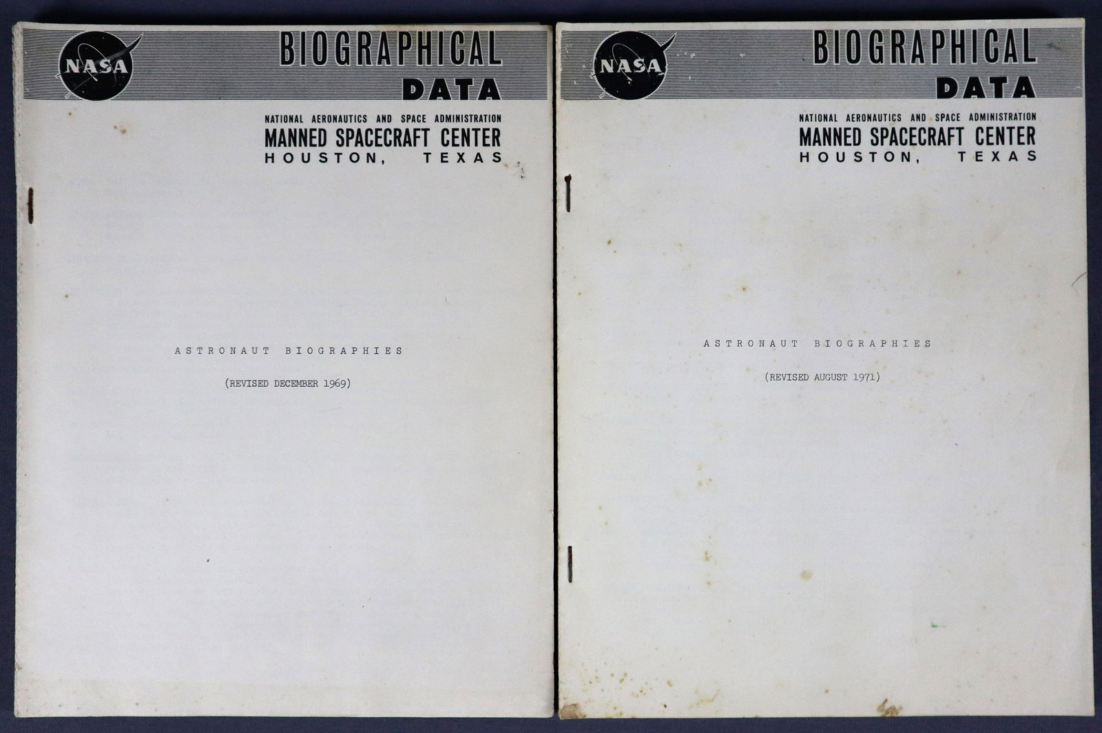 2 - Astronaut Biographies 1969 & 1971 From MCC NASA (1 of 4)