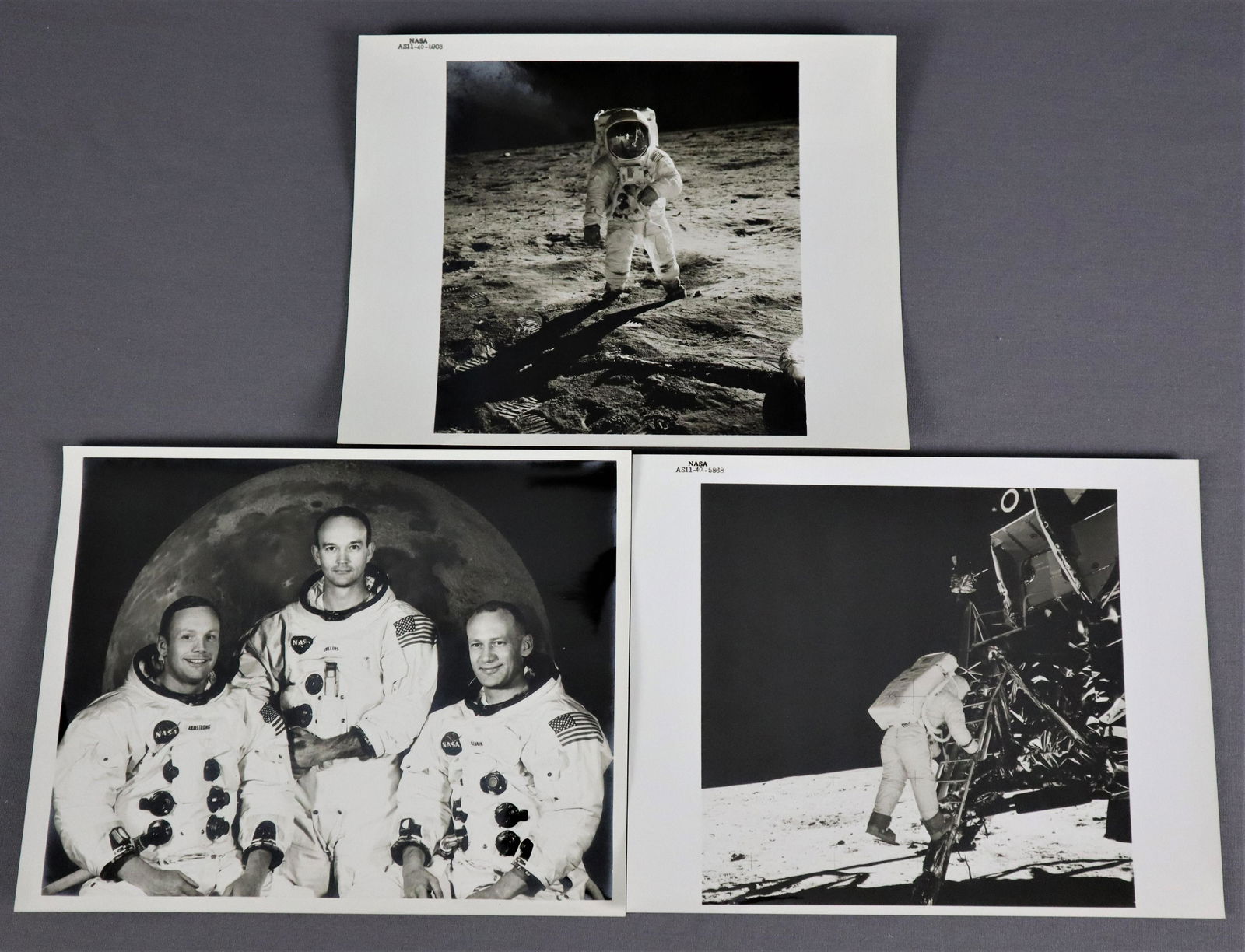 2+1 Numbered NASA Apollo 11 Photographs & Crew (1 of 2)
