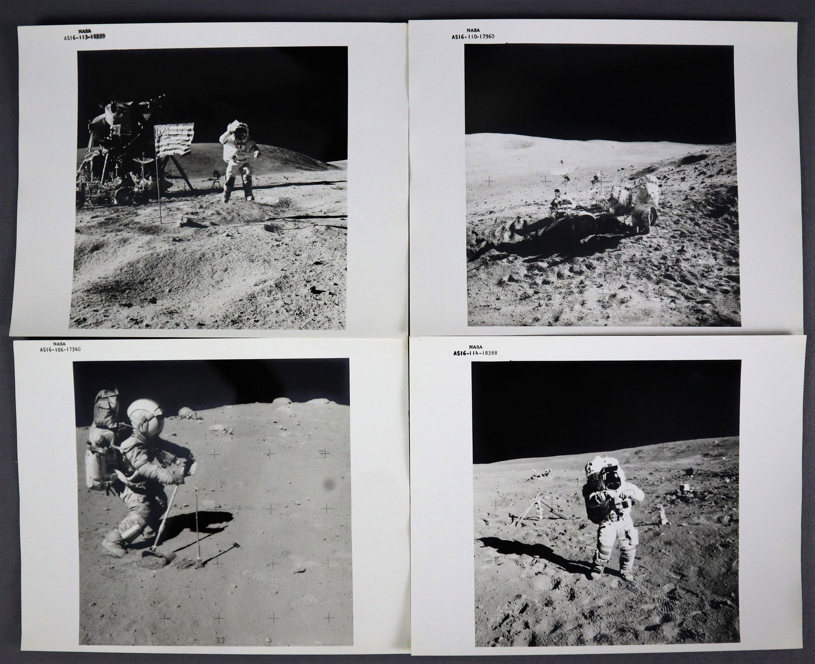 4 - Apollo 16 Numbered Lunar Surface Photographs (1 of 2)
