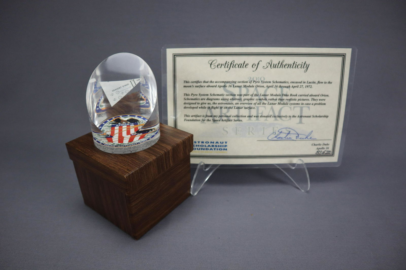 Apollo 16 Flown Schematic Lucite (1 of 5)