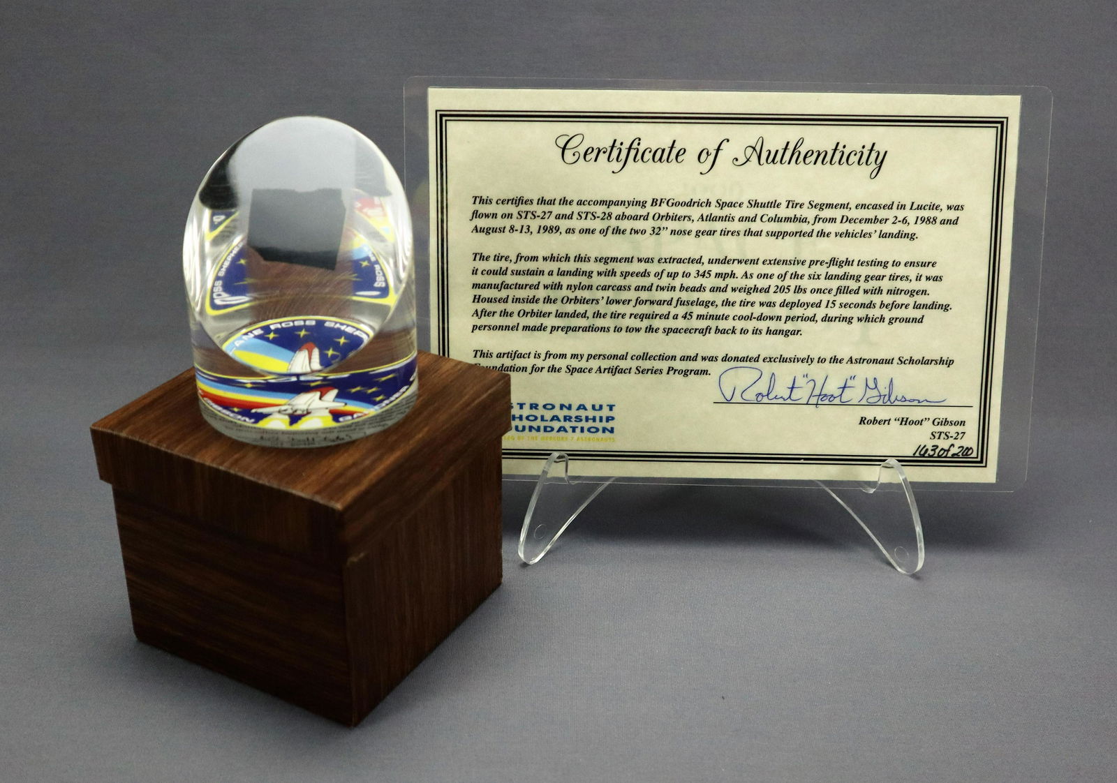 STS-27 & STS-28 Flown Tire Segment Lucite (1 of 5)