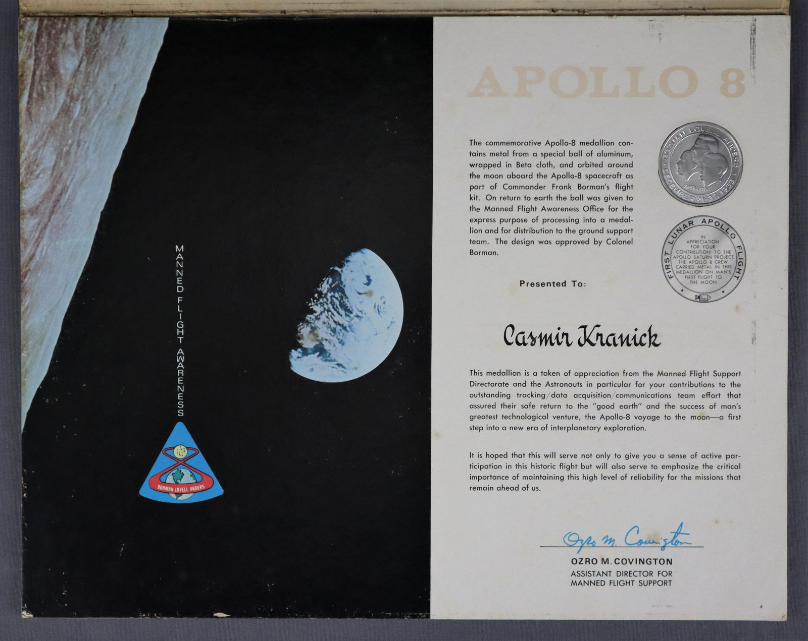 Apollo 8 First Lunar Flight Award (1 of 6)