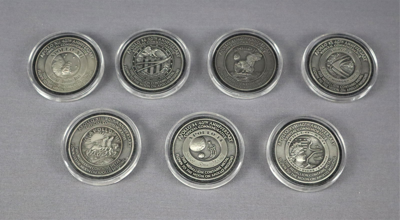 7 - 40th Anniversary NASA Mission Coins w/Flown Metal (1 of 2)