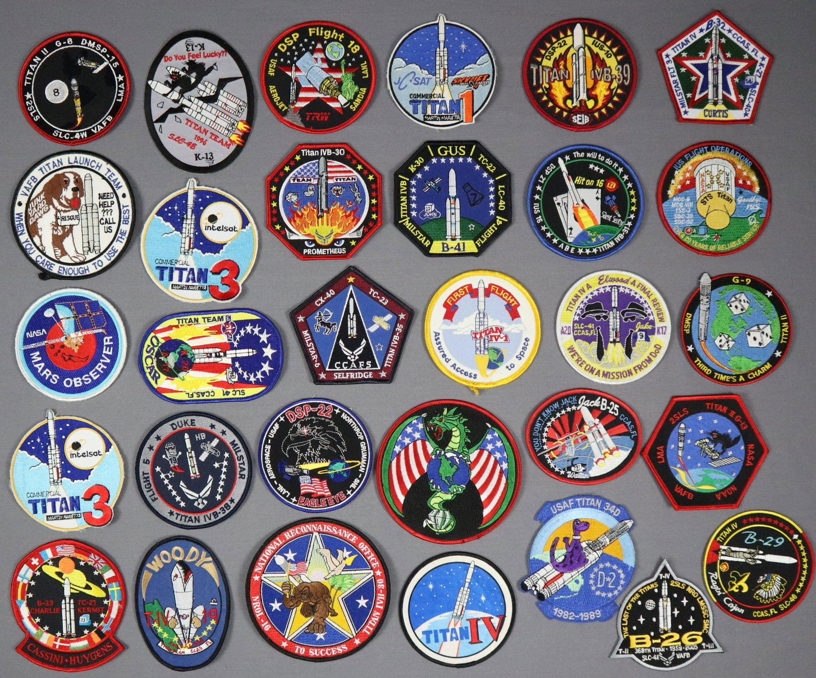 31 - Unmanned Rocket Patches: There are thirty one hard to find Unmanned Rocket Launch patches. This collection of mainly Titan Mission and Team patches are in near mint condition. This makes for a great collection.