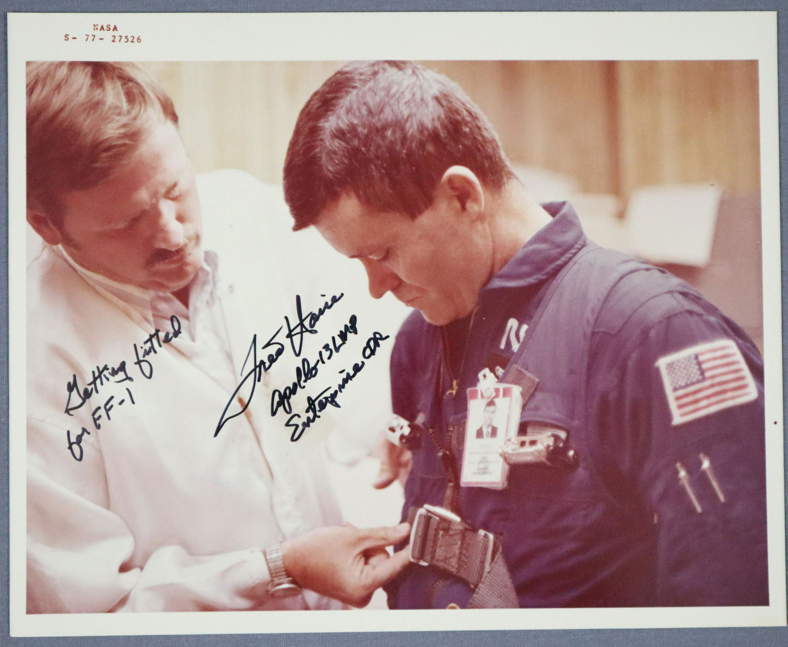 Fred Haise Signed Red Numbered ALT "Suit Up" Photograph (1 of 2)