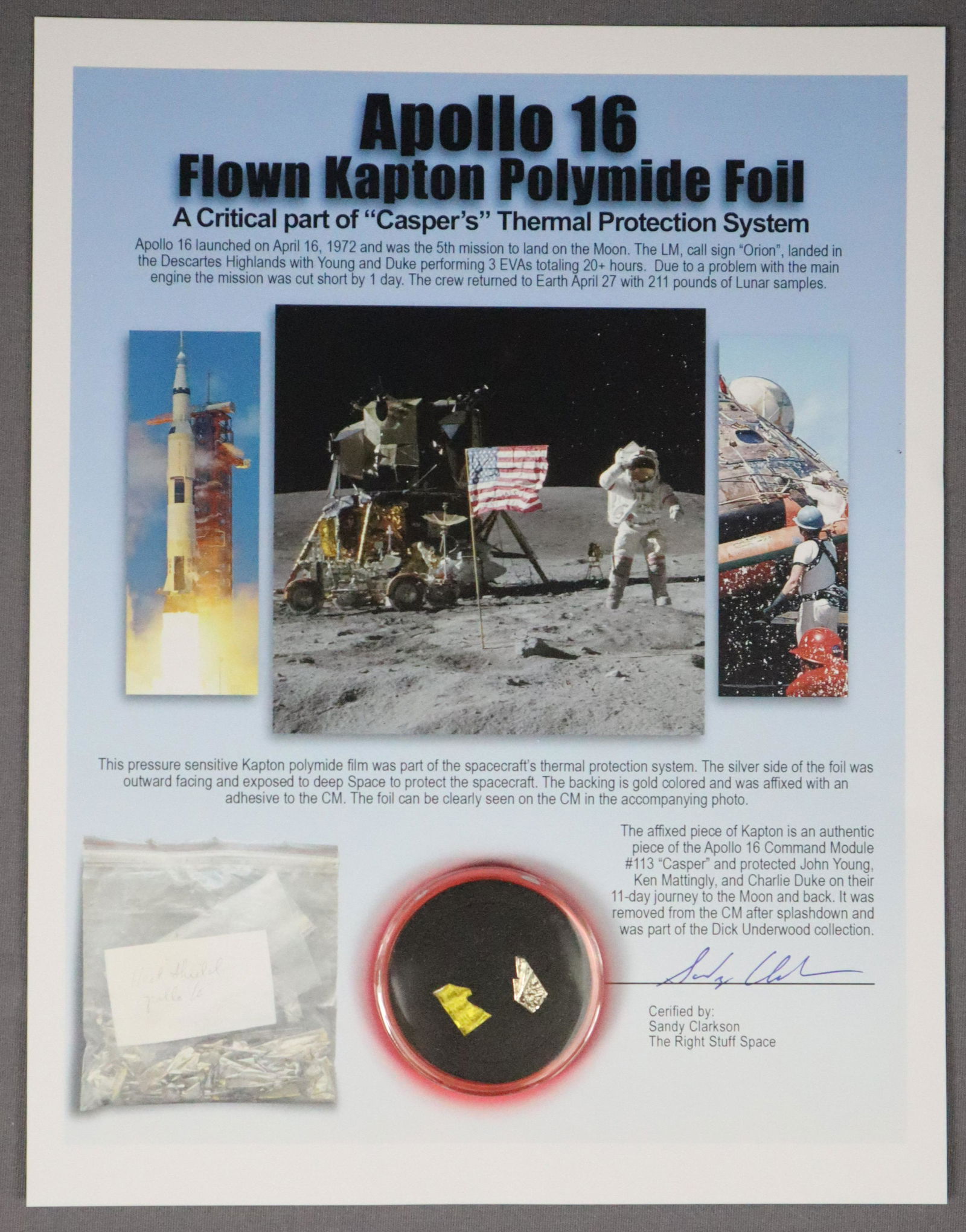 Apollo 16 Flown Kapton Foil Sections on Display (1 of 2)
