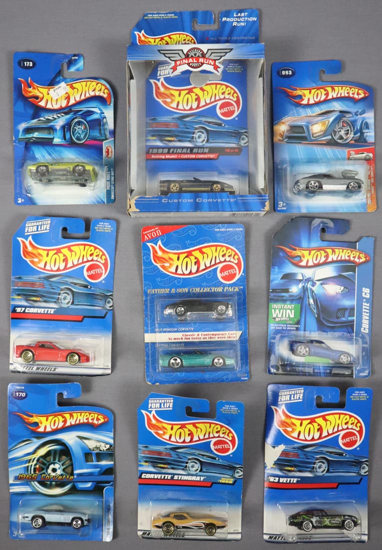 9 - Hot Wheels Car Collection 1/64 Scale Die Cast Metal Cars: This lot consists of nine 1/64 scale die cast cars in the original box. Please view pictures for condition of items. These cars are from the Hot Wheels Collection. There is a 2004 First Edition 1963 C