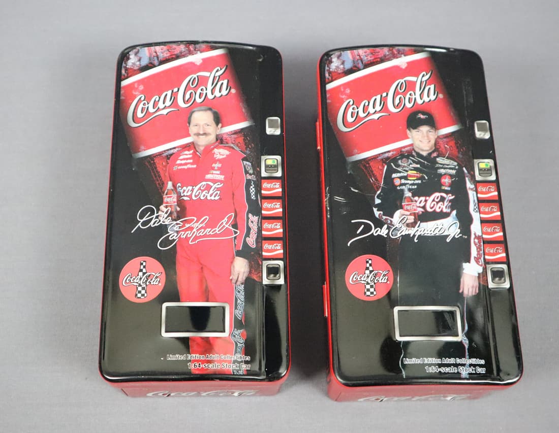 Coca Cola Dale Earnhardt #3 & Jr. #1 1998 Monte Carlo 1/64 Scale Die Cast Cars in Tins (1 of 3)