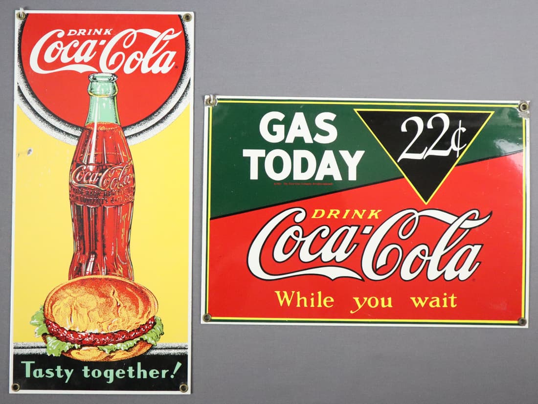 2 - Coca Cola Porcelain Metal Advertisement Signs (1 of 2)