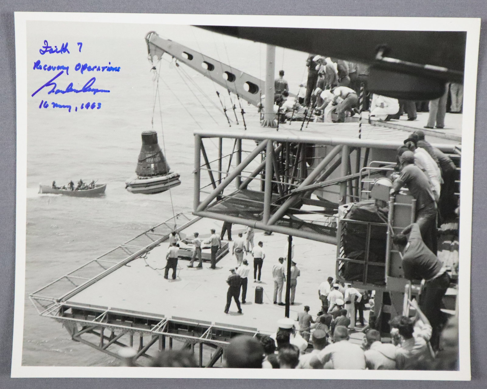 Gordon Cooper Signed NASA MA-9 Recovery Photograph (1 of 2)