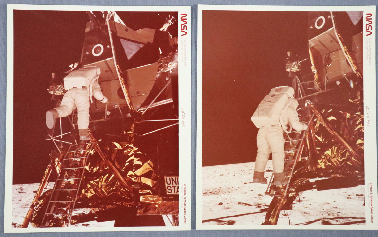 2 - Apollo 11 Red Numbered 2nd Man on the Moon Photographs (1 of 2)