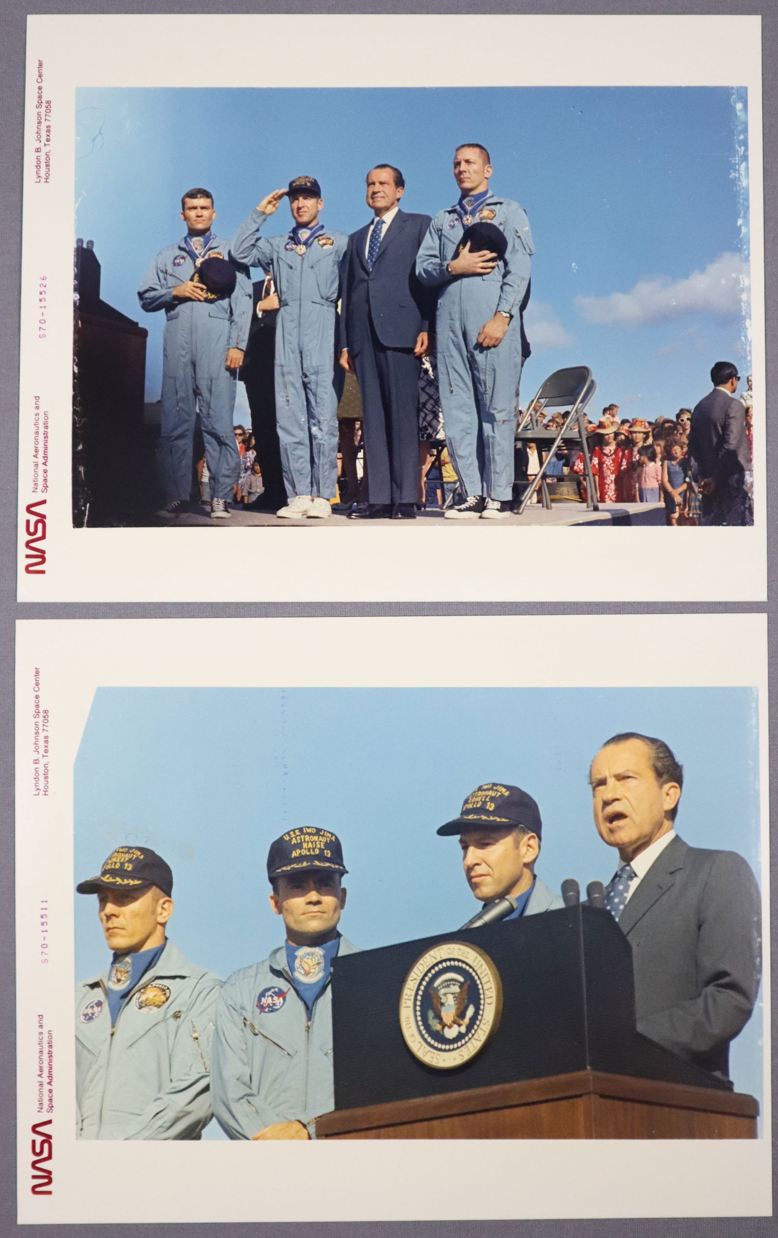 2 - Apollo 13 Red Numbered President Nixon with Crew Photographs (1 of 2)