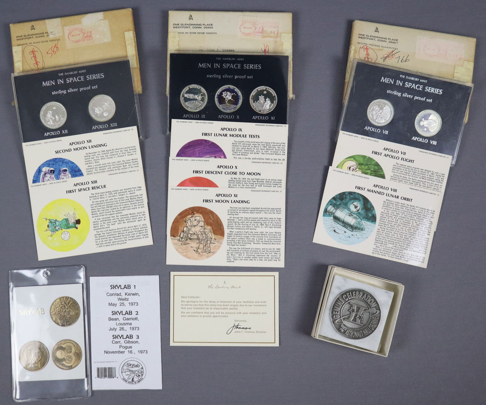 3 - Apollo of Sterling Silver Proof Coin Sets, Skylab Bronze Set & Gemini Paper Weight (1 of 3)