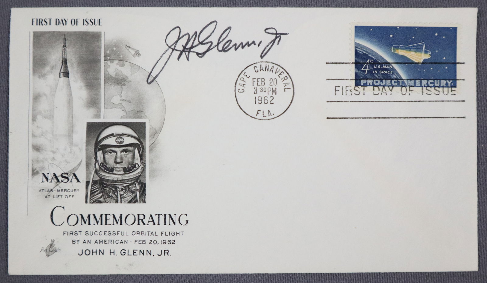 John Glenn Signed First Day Cover with COA Card (1 of 3)