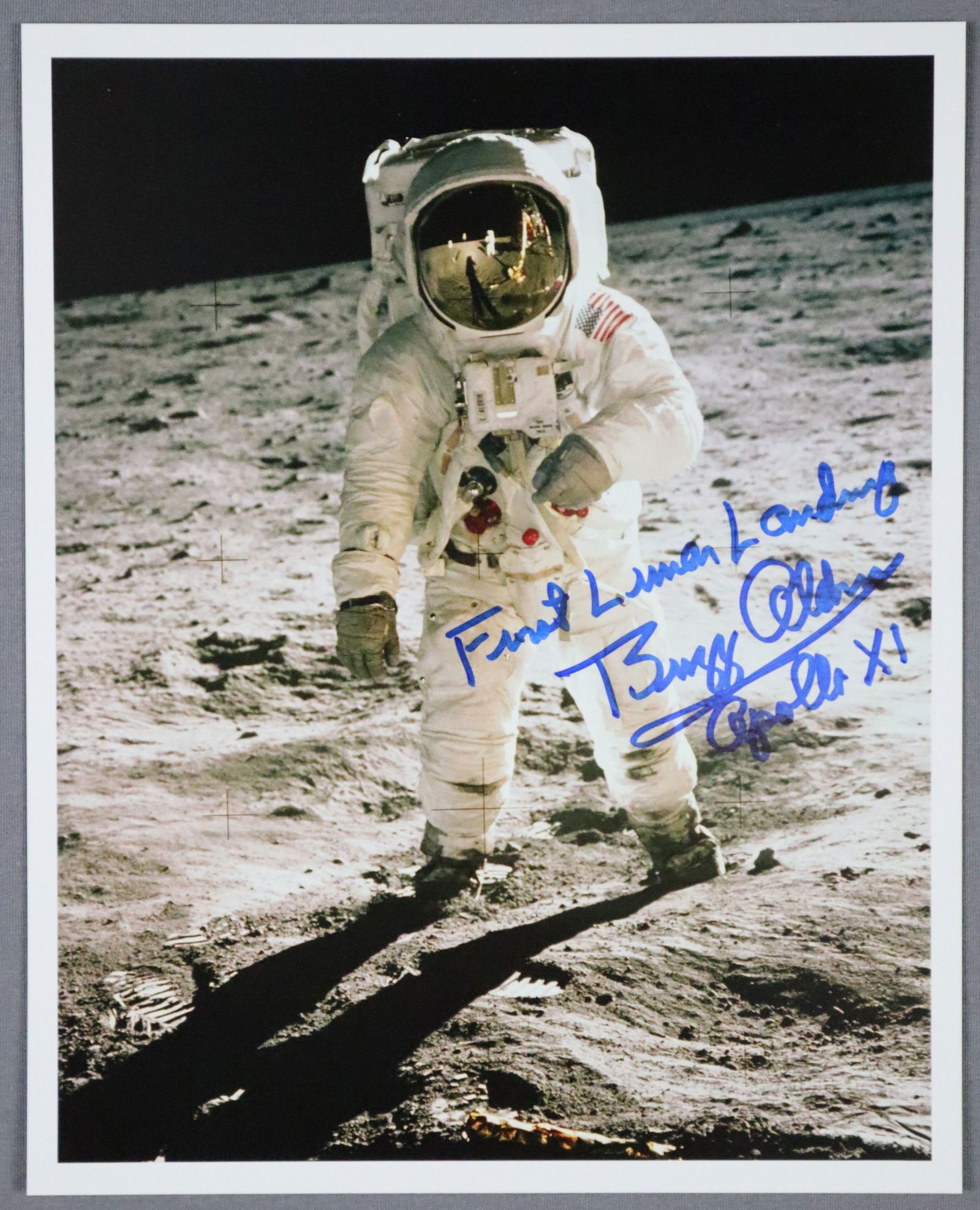 Apollo 11 Buzz Aldrin Signed 'Visor Shot' First Lunar Landing Photograph (1 of 2)