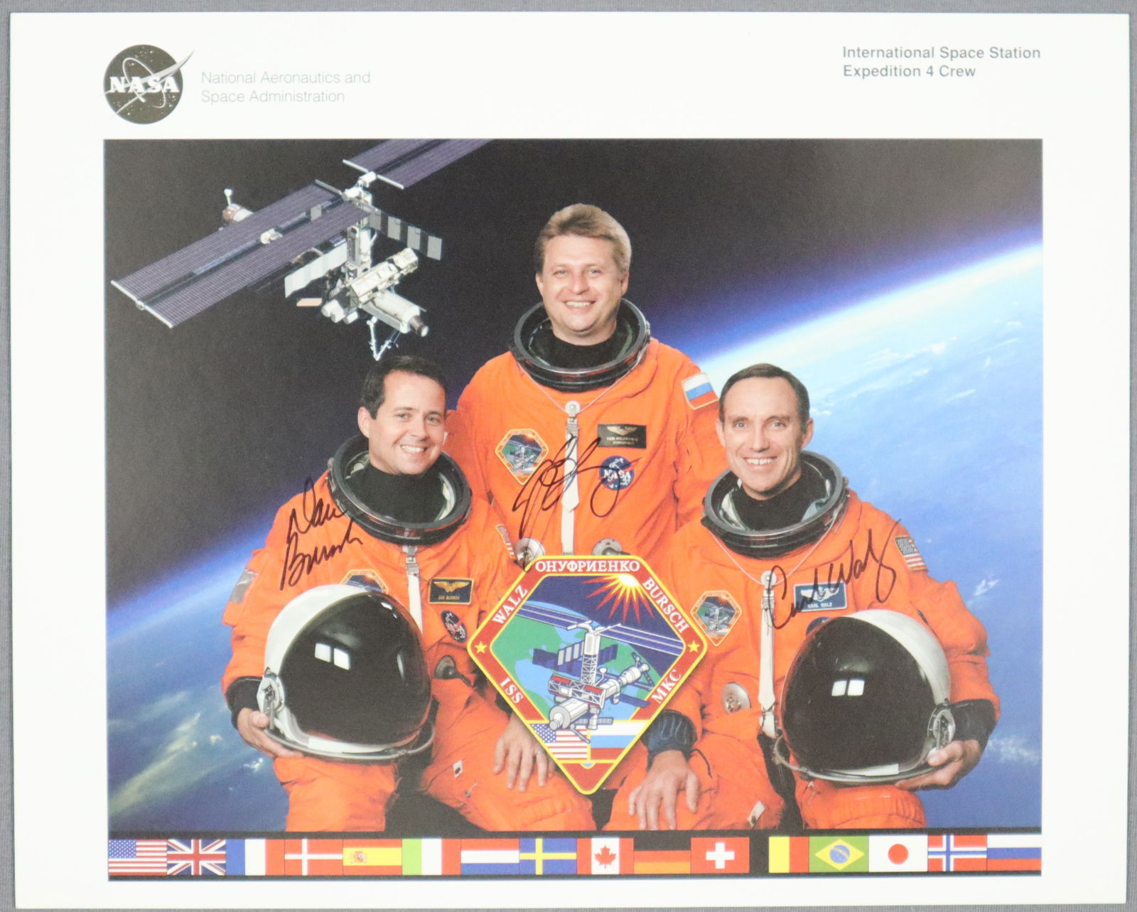 ISS Expedition 4 Full Crew Signed NASA Lithograph (1 of 2)