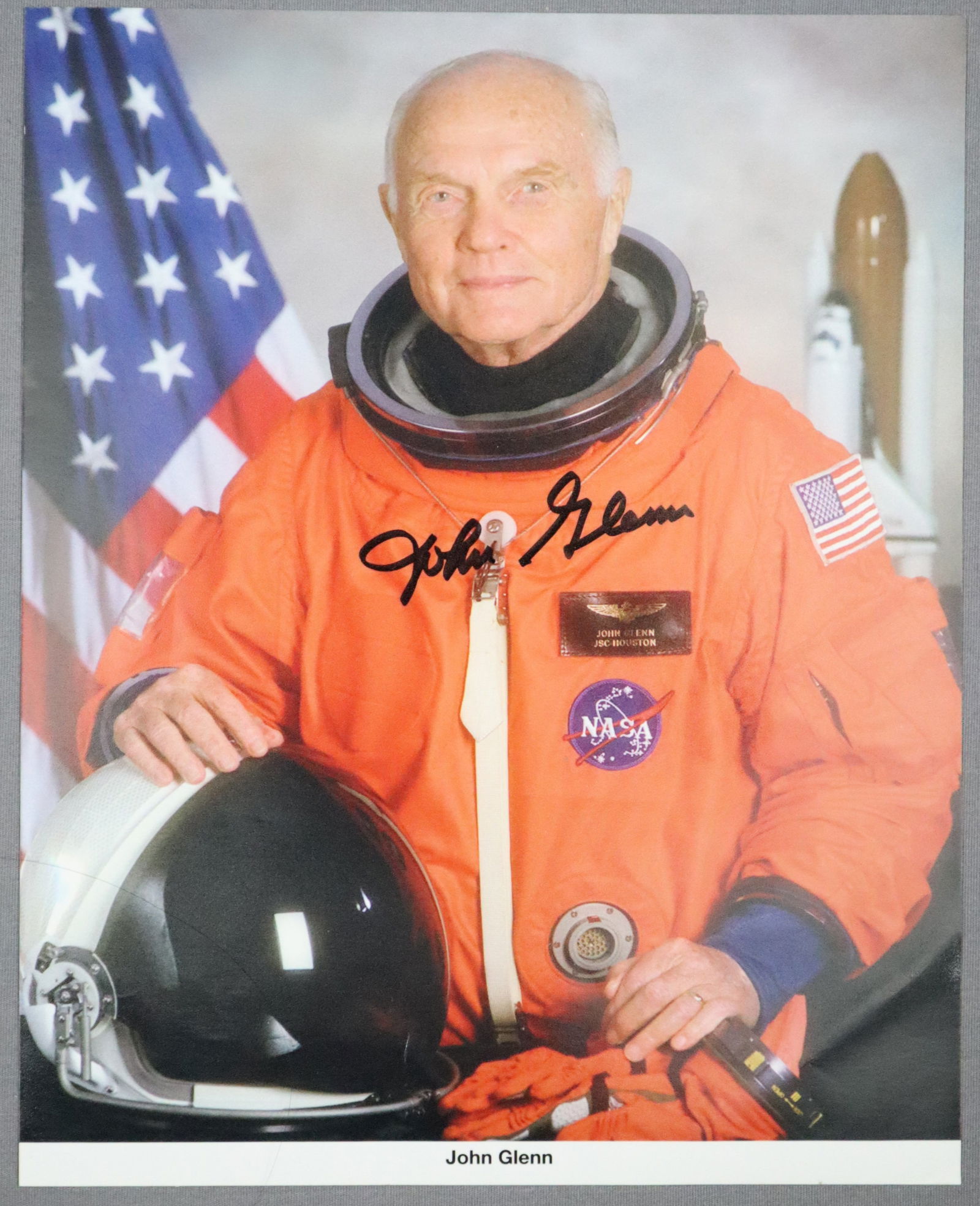 John Glenn Signed Orange Flight Suit Portrait Photograph (1 of 2)