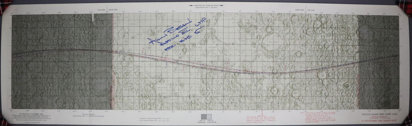 Alan Bean Signed Apollo 12 Lunar Orbit Chart (1 of 1)