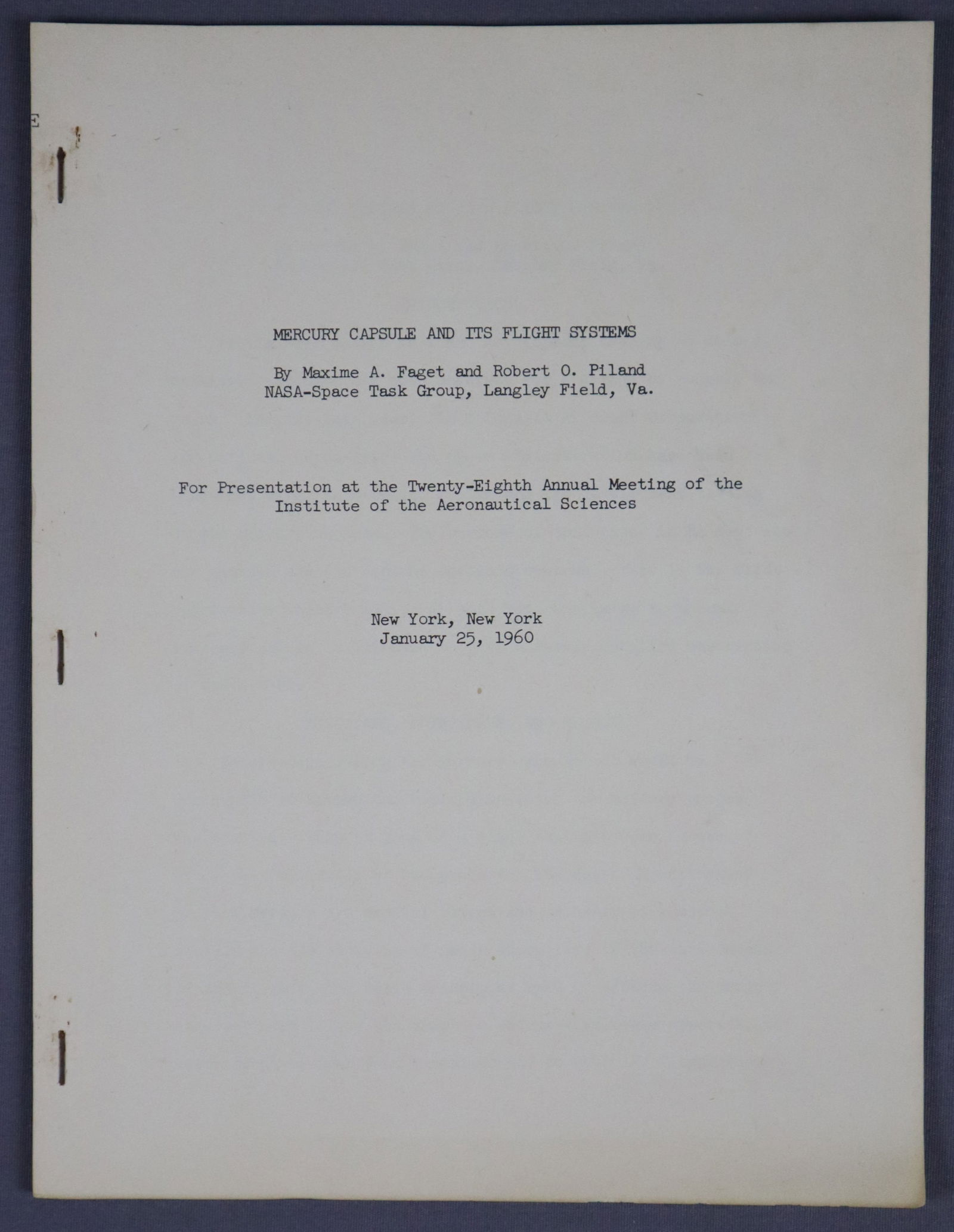 Mercury Capsule & Its Flight Systems Manual (1 of 5)