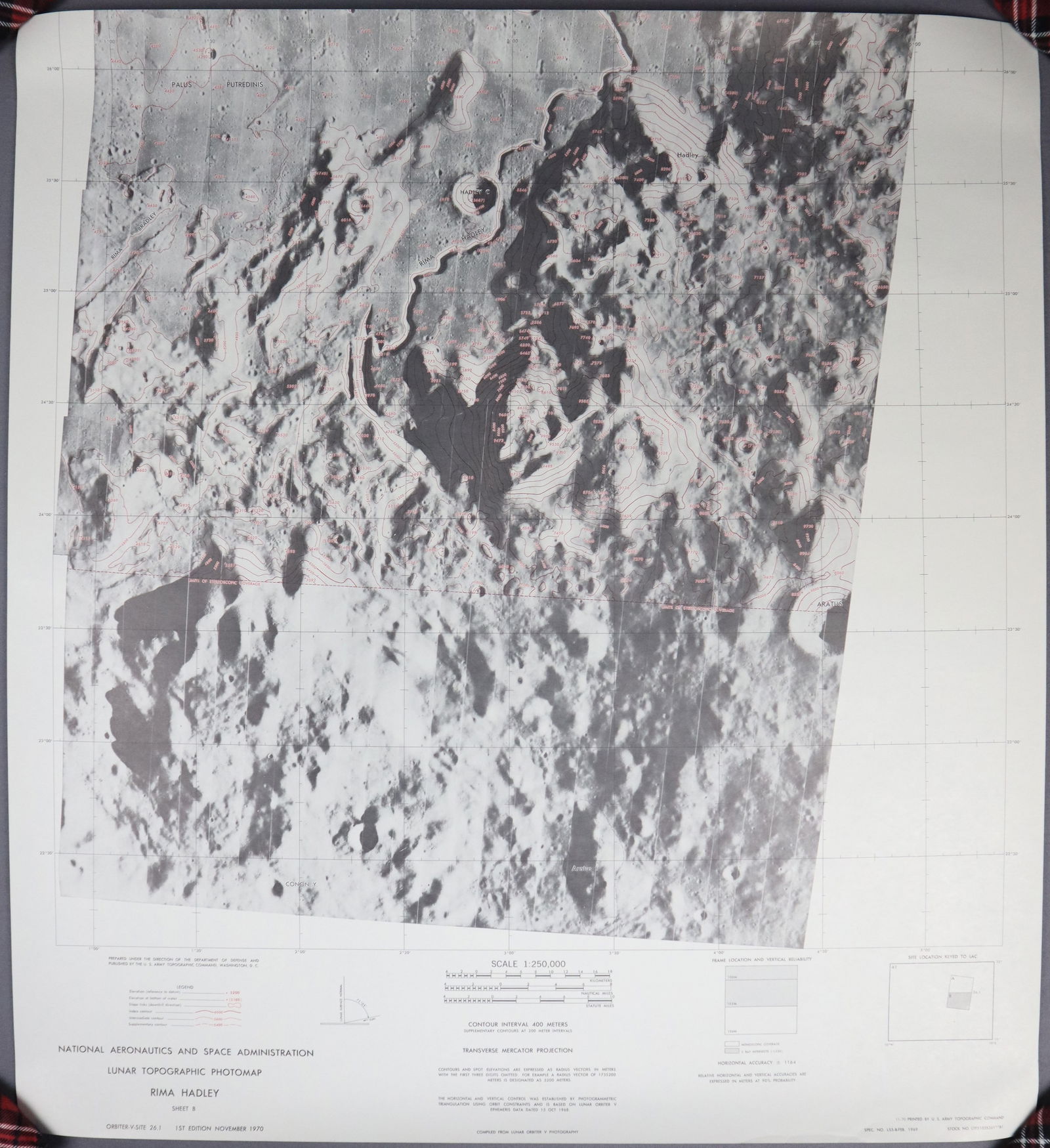 2 - Lunar Topographic Maps "Rima Hadley" Color/Black & White Maps (1 of 2)
