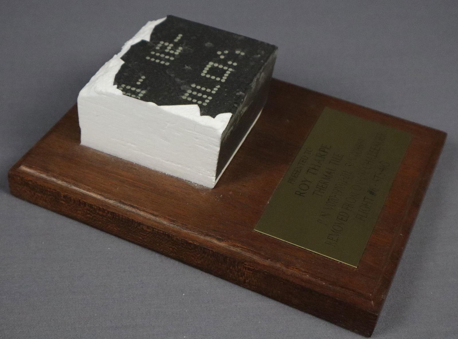 STS-6 Flown Heat Shield Thermal Tile Award (1 of 3)